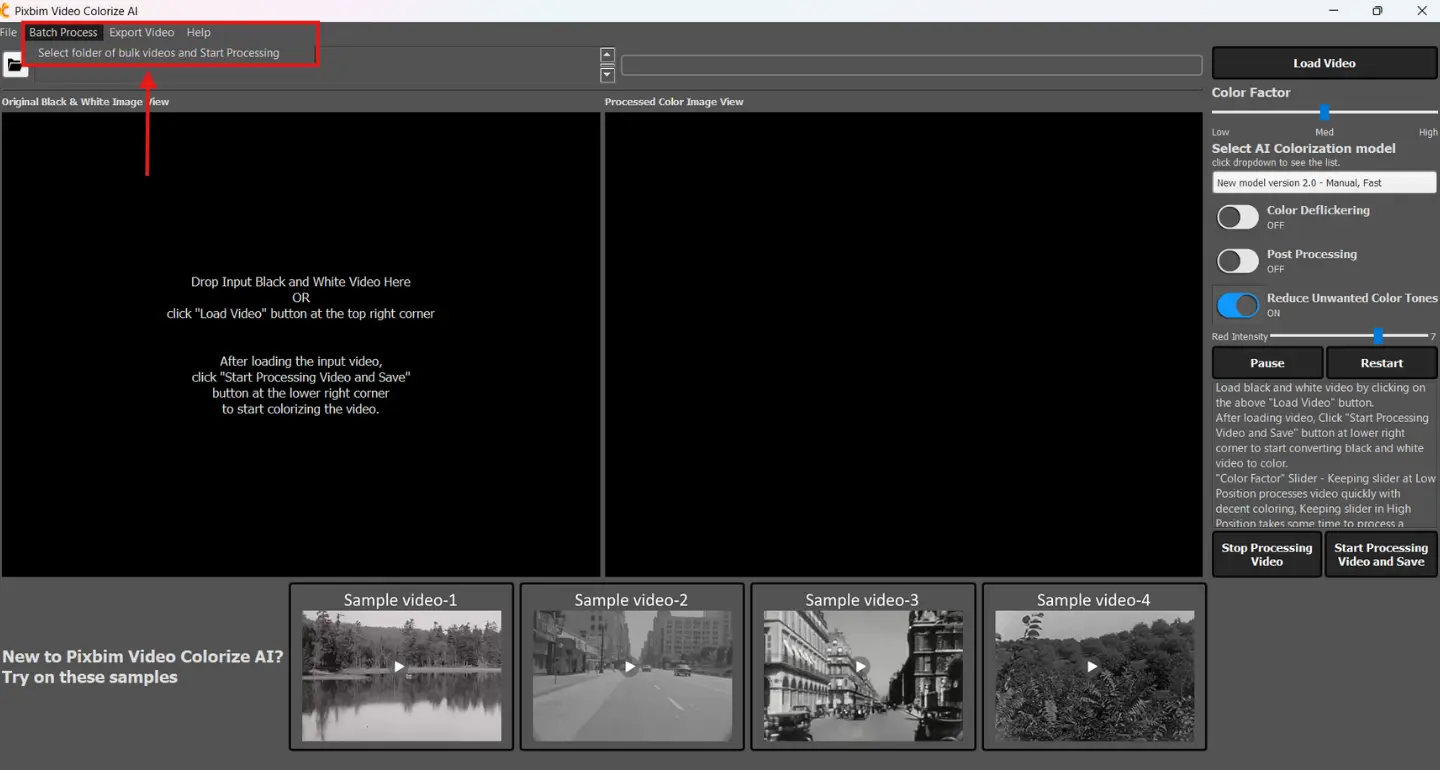 The screenshot highlights the option where you can directly access the colorized output video that you previously saved during the video colorization process.