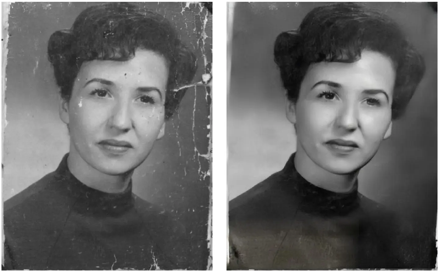 The picture shown before and after results of an old damaged Photos.The Input photo has lot of cuts and damages while after using Pixbim Object Remover AI, the damaged photos made a fantastic recovery and it is breathing the life