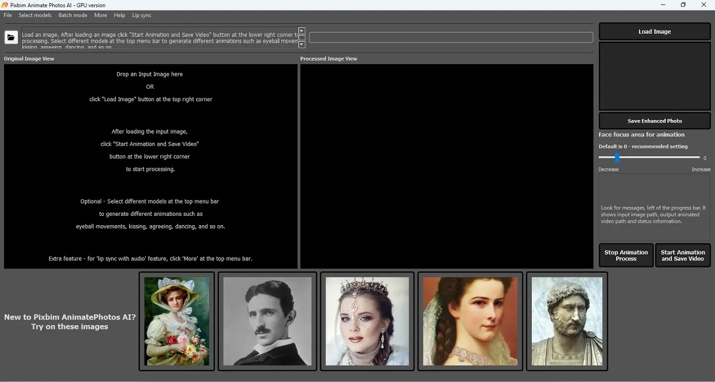 screenshot shows launching of pixbim animate photos ai software