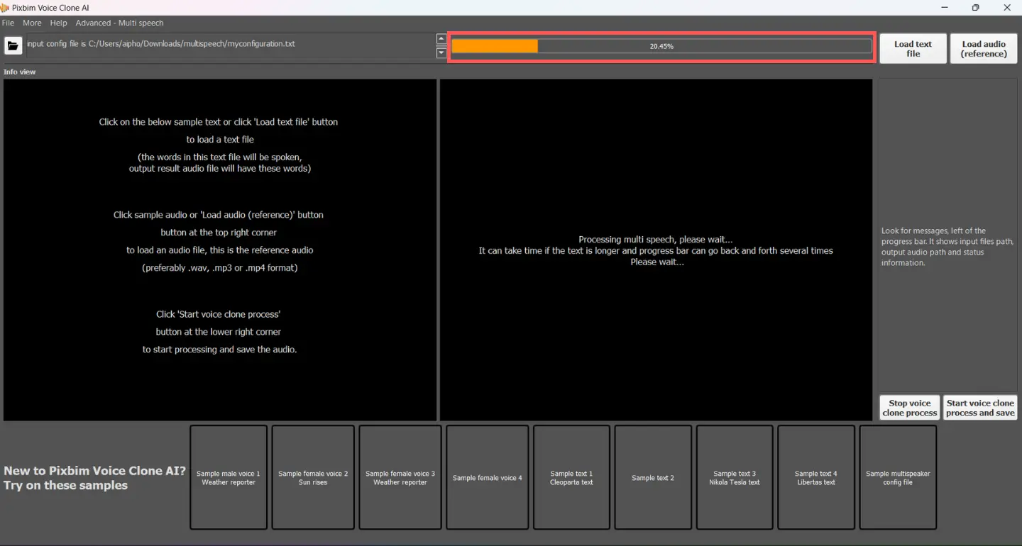 The screenshot highlights how the processing bar moves back and forth for each script present in their script file