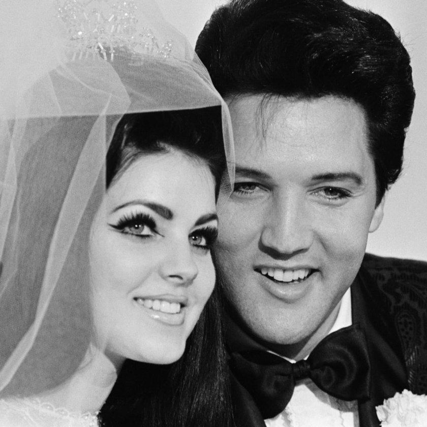 black and white photo of elvis presley and priscilla ann beaulieu