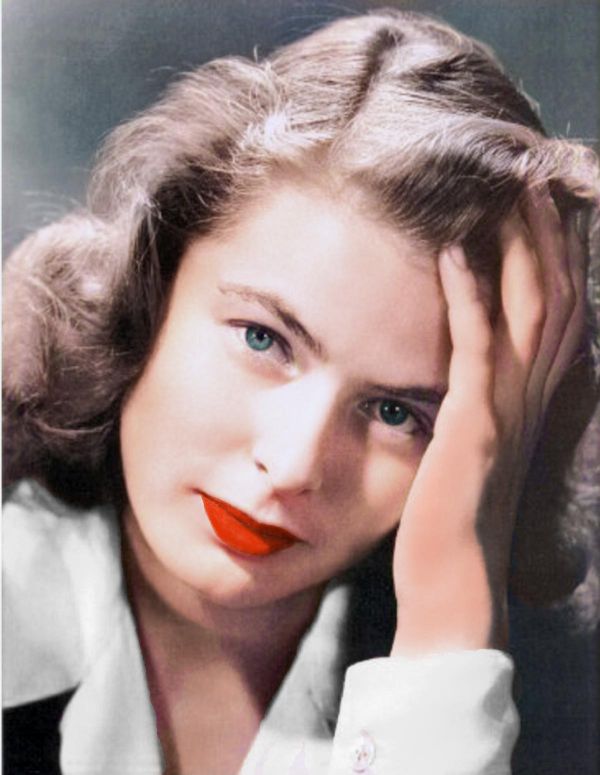 colorized vintage photo of film star ingrid bergman