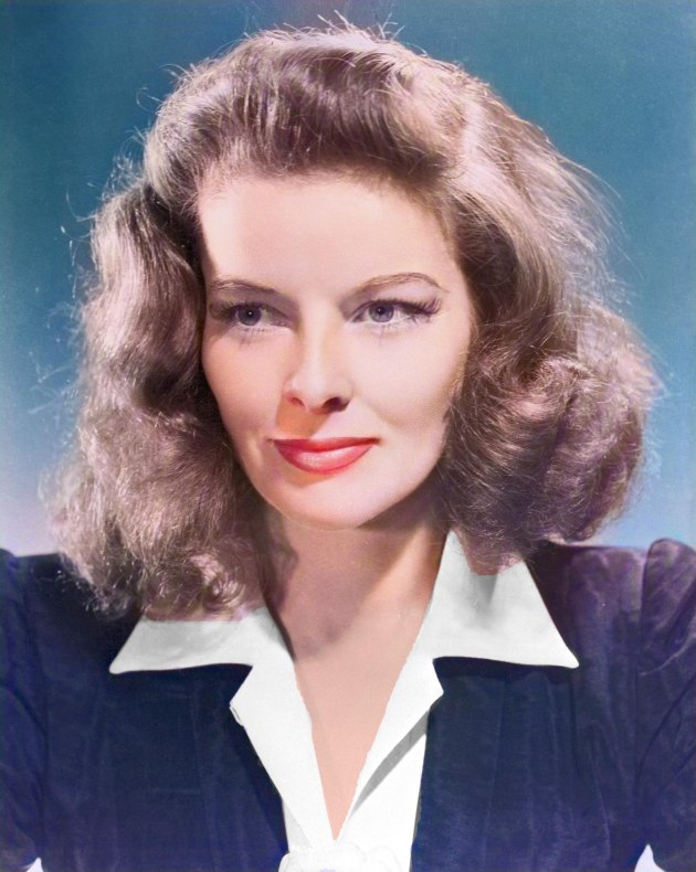 colorized old picture of katharine hepburn using pixbim color surprise ai